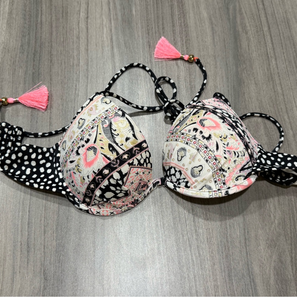 Victoria's Secret Pink and Black Polka Dot Bikini Top